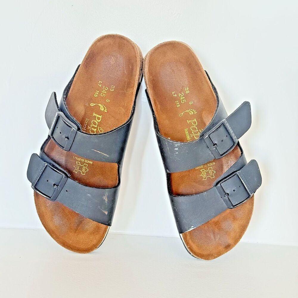 Birkenstock Arizona Sandal Habana black Oiled Leather size 8  genuine spain‎